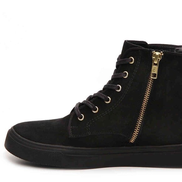 Beverly Feldman NEW Designer Sneakers High-Top Rhinestones Black Suede Women's - Picture 3 of 16